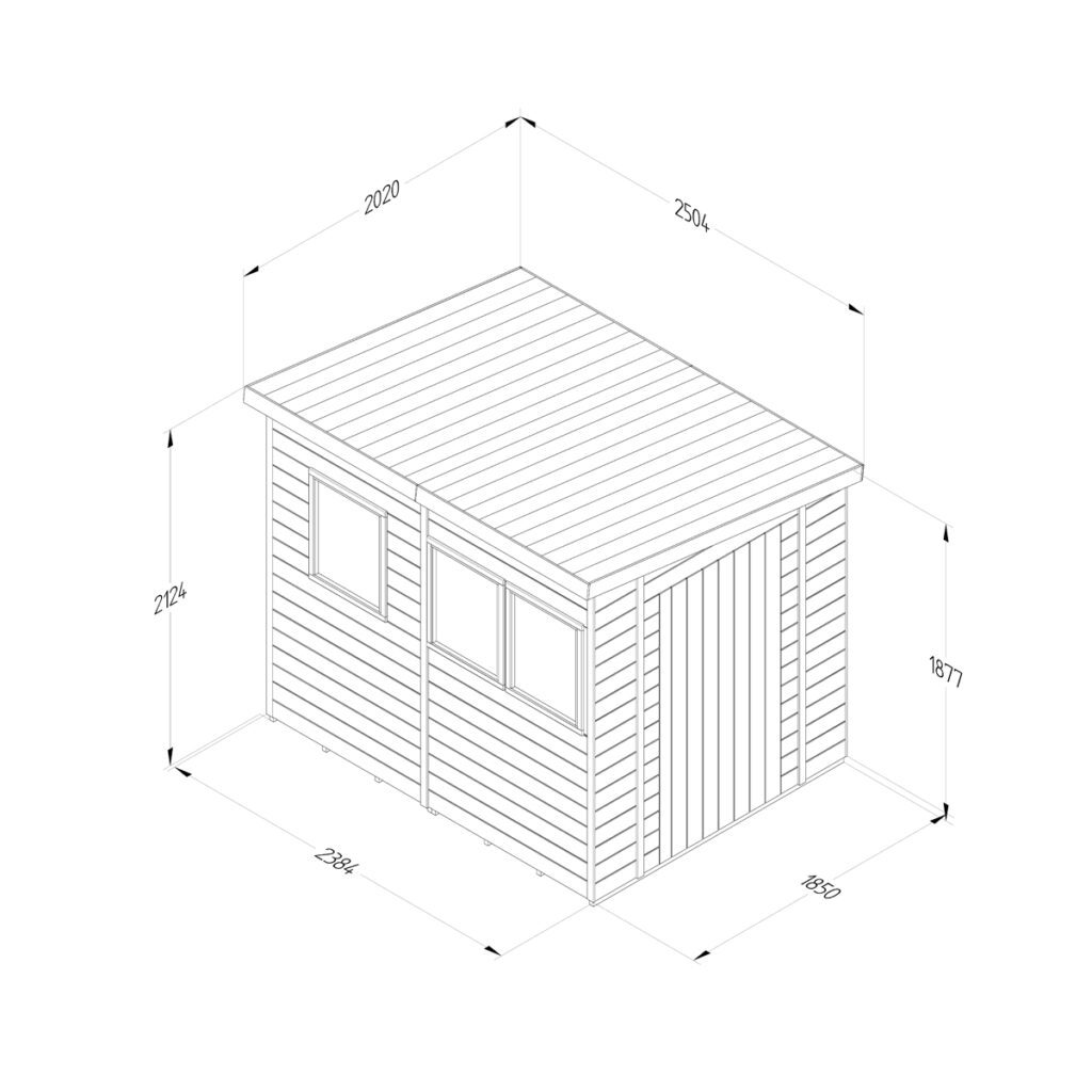 Timberdale 8×6 Pent Shed – Three Windows with Installation 5013053194805 2